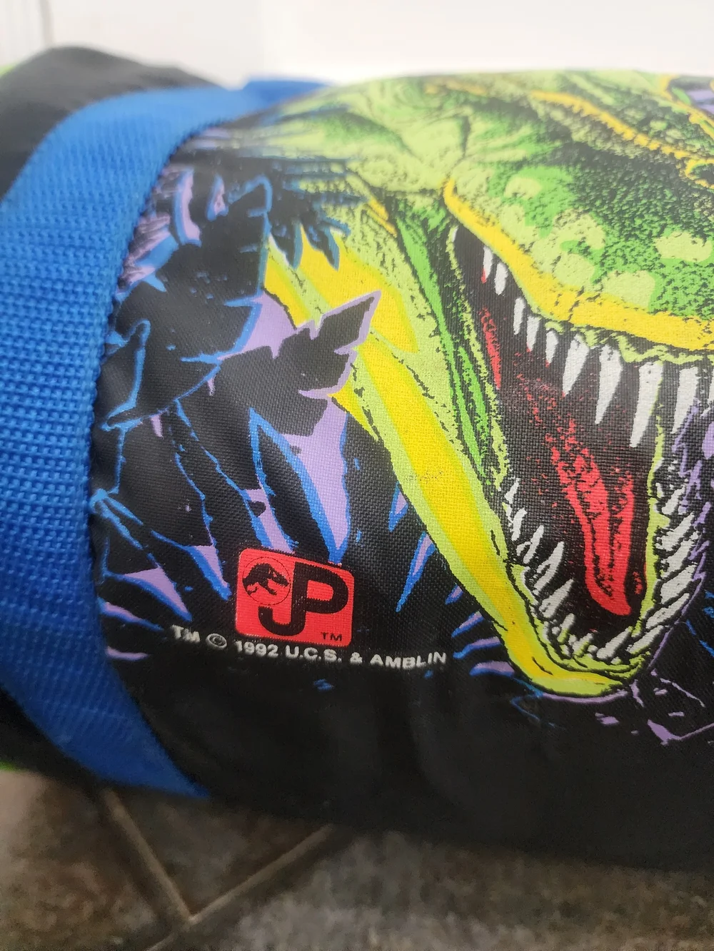 Vintage 1992 Jurassic Park Kids Amblin Full Zip Graphic Duffel Travel Gym Bag
